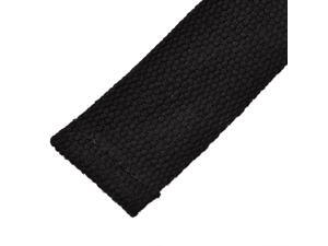 Cotton Blends D Shape Loop Stretching Exercise Yoga Strap Band Black 2.5M Length