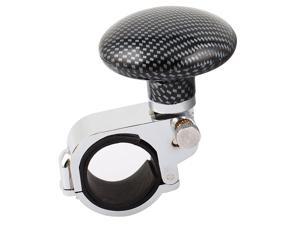 Black Carbon Fiber Decor Metal Steering Wheel Knob Handle