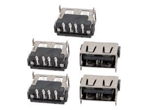 5Pcs 4 Terminal Straight Soldering USB Type A Female Socket Jack Connector 5Pcs 4 Terminal Straight Soldering USB Type A Female Socket Jack Connector