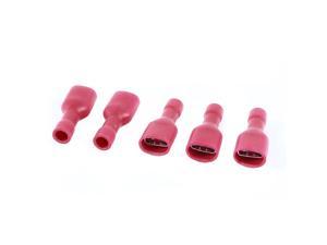 Global Bargains 5 Pcs Red 7mm Female Spade Width Fully Insulated Push On Speakers Crimp Terminal