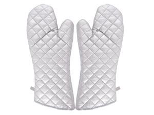 Kitchen Bakery Heat Resistance Microwave Baking Oven Mitt Gloves Silver White Kitchen Bakery Heat Resistance Microwave Baking Oven Mitt Gloves Silver White
