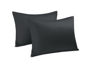 Zippered Standard Pillow Cases Pillowcases Covers Protectors, Egyptian Cotton 300 Thread Count, Pack of 2, King(20"x36") Black