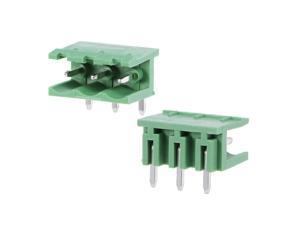 uxcell 10pcs AC300V 15A 5.08mm Pitch 4P Flat Angle Needle Seat Plug-In PCB Terminal Block Connector green