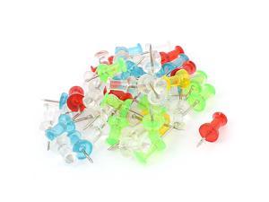 Household Plastic Coated Round Thumb Tacks Push Pins Assorted Color 50Pcs