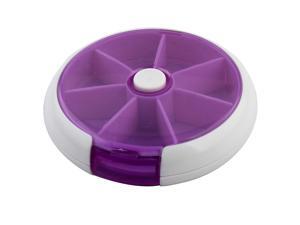 Unique BargainsTravel Plastic Round 7 Compartments Medicine Box Pill Storage Case Purple White