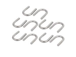 10pcs M6x42mm 304 Stainless Steel Round U-Bolt w Hex Nut Spring Washer 