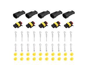 TinFmoon 5Sets 2Pin Way Electrical Wire Connector Plug Terminal for Motorcycle Car 6.3mm Male Female Socket Plug 