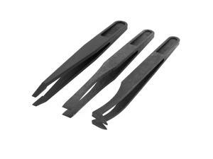 3 Pcs Black Plastic Anti Static Slant Straight Olecranon Tip Tweezer 12cm Length 3 Pcs Black Plastic Anti Static Slant Straight Olecranon Tip Tweezer 12cm Length