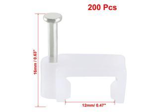 200pcs Flat Cable Clip Nail Coaxial Tacks Wire Clips 12mm White