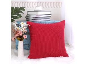 Cushion Cover Toss Pillow Case Shell Velvet Corn Striped 20 x 20 Inches Red Cushion Cover Toss Pillow Case Shell Velvet Corn Striped 20 x 20 Inches Red