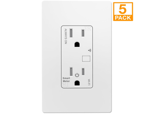 TOPGREENER Smart Wi-Fi Outlet w/ Energy Monitoring, Tamper-Resistant, In-Wall, No Hub Required [5 Pack]
