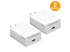 (2-Pack) TOPGREENER USB C Wall Charger 5V/ 3A Compatible w/ Type-C Devices, Supports Rapid Charging, 15W