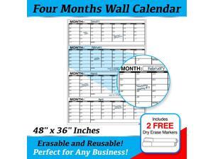 Business Basics EXTRA LARGE Dry Erase 4 Month 48" x 36" in Wall Calendar Laminated Dry or Wet Erase Print Squares to Plan Your Whole Day Perfect for School Office Cubicle Home College Dorms Business Basics EXTRA LARGE Dry Erase 4 Month 48" x 36" in Wall Calendar Laminated Dry or Wet Erase Print Squares to Plan Your Whole Day Perfect for School Office Cubicle Home College Dorms