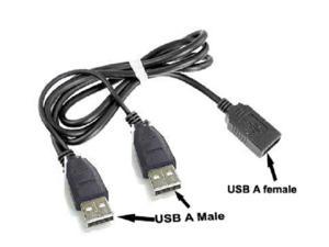 NEW USB Y Cable Splitter YC150B Extension Cord 1 Female - 2 Male - More Power Supply