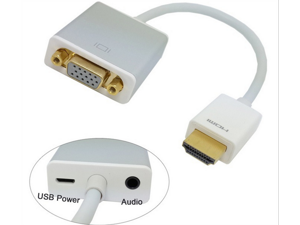 White Full HD 1080p 19 Pin HDMI 1.3a Male To VGA Female Video Adapter Cable With Audio Micro USB power supply for monitor, projector, LCD screen White Full HD 1080p 19 Pin HDMI 1.3a Male To VGA Female Video Adapter Cable With Audio Micro USB power supply for monitor, projector, LCD screen
