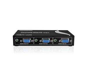 Black 2 in1 Press Button Dual 2 Ports VGA Ports In Audio Splitter Switch Box