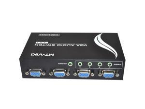 MT-15-4AV 4 Ports PC Monitoring 4-In 1-Out VGA and Audio Video Metal Splitter Amplifier Switch Box Black
