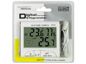 DC103 Mini Digital LCD Indoor & Outdoor Temperature Indoor Humidity Time Meter