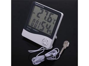 HTC-2 Digital LCD Temperature Thermometer Humidity Meter Clock Indoor/Outdoor