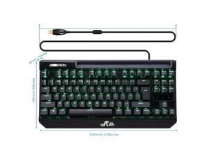 K63C Mechanical Gaming Keyboard ,87keys Anti-ghosting PC gaming keyboard,Blue switch with 3 Macro Keys (Green-Backlit, 87Keys)