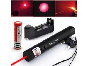50Miles 650nm 303 Red Laser Pointer Lazer Pen Visible Beam Light+18650+Charger 