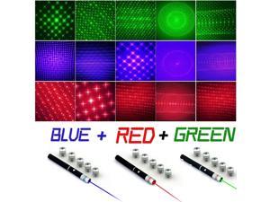 High Power 5mw 6in1 Red + Green + Blue Violet Laser Pointer Pen + Star Caps