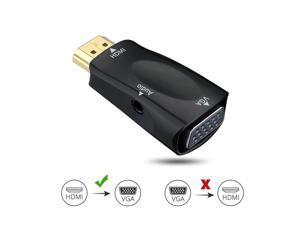10PCS Gold-plated HDMI to VGA Converter Adapter with 3.5mm Audio Port Cable For PC, Laptop, DVD, Desktop, Ultrabook, Notebook, Intel Nuc, Macbook Pro, Chromebook, Roku Streaming Media Player etc