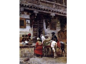 Edwin Lord Weeks Craftsman Selling Cases by a Teak-Wood Building, Ahmedabad - 18" x 24" Premium Canvas Print Edwin Lord Weeks Craftsman Selling Cases by a Teak-Wood Building, Ahmedabad - 18" x 24" Premium Canvas Print