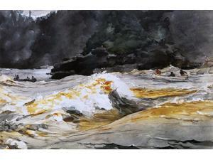 Winslow Homer Canoes in Rapids, Saguenay River - 16" x 24" Premium Canvas Print Winslow Homer Canoes in Rapids, Saguenay River - 16" x 24" Premium Canvas Print