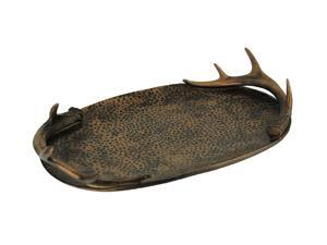 Copper Finish Rustic Antler Handle Decorative Tray Copper Finish Rustic Antler Handle Decorative Tray