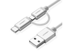 USB Type C Cable 2 in 1 Micro USB with Type C Adapter Convertor Reversible Charging&Sync Cable (6Ft/2m, Silver)20874 USB Type C Cable 2 in 1 Micro USB with Type C Adapter Convertor Reversible Charging&Sync Cable (6Ft/2m, Silver)20874