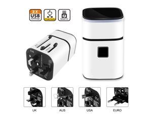 Universal All-in-one USB Worldwide Travel Adapter,International Travel Charger Wall Charger Adapter, With Multi-function Dual USB Ports 5V 3.1A - White Universal All-in-one USB Worldwide Travel Adapter,International Travel Charger Wall Charger Adapter, With Multi-function Dual USB Ports 5V 3.1A - White