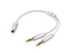 High quality 3.5mm Stereo Female to Dual Male Headset Mic and Stereo Audio Y Splitter Cable Extension Cord for Speaker and Headphones Aluminum Case 20cm /11.8inch Silver High quality 3.5mm Stereo Female to Dual Male Headset Mic and Stereo Audio Y Splitter Cable Extension Cord for Speaker and Headphones Aluminum Case 20cm /11.8inch Silver
