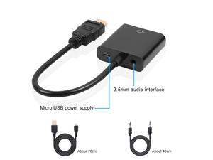 HDMI to VGA Adapter with audio &Power supply cable,HDM Male To VGA Famale Converter Adapter 1080P Digital to Analog Video Audio For PC Laptop Tablet HDMI to VGA Adapter with audio &Power supply cable,HDM Male To VGA Famale Converter Adapter 1080P Digital to Analog Video Audio For PC Laptop Tablet