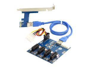 PCI-e Express 1x to 4 Port 1x Switch Multiplier Splitter Hub Riser Card with USB 3.0 Cable