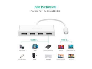 USB C Hub USB 3.1 Type C to USB 3.0 4-Ports Hub Adapter with Portable 5.9 inch Cable and 5Gbps High Speed for New Macbook, ChromeBook Pixel, Matebook and Other USB Type C Laptops PCs 40379 USB C Hub USB 3.1 Type C to USB 3.0 4-Ports Hub Adapter with Portable 5.9 inch Cable and 5Gbps High Speed for New Macbook, ChromeBook Pixel, Matebook and Other USB Type C Laptops PCs 40379