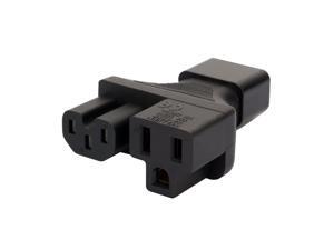 IEC 320 C14 to C15+Nema 5-15R Y Split AC Adapter, IEC 3Pole Male to Female + USA Female 3Pole AC Power Adapter, C14 to C13 Nema 5-15R AC Adapter, 15A 125V,Black IEC 320 C14 to C15+Nema 5-15R Y Split AC Adapter, IEC 3Pole Male to Female + USA Female 3Pole AC Power Adapter, C14 to C13 Nema 5-15R AC Adapter, 15A 125V,Black