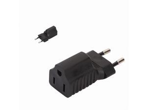 (2 Pack) European to USA AC Adapter,  Europe 2Pin Male to Nema 5-15R AC Converter,CEE7 2Pin Male to USA Female, Europe Male to 5-15R Female Adapter for Traveling, Black Color