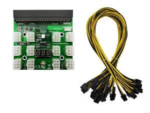 1200W/750W Server PSU Power Supply Unit to GPU Breakout Board Adapter & 12pcs 18AWG 6-Pin PCIe to 8-Pin (6+2Pin) PCIe Graphics Card Power Cables for Ethereum Mining ETH ZEC LTC 1200W/750W Server PSU Power Supply Unit to GPU Breakout Board Adapter & 12pcs 18AWG 6-Pin PCIe to 8-Pin (6+2Pin) PCIe Graphics Card Power Cables for Ethereum Mining ETH ZEC LTC