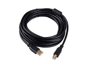 Tekit 24K Gold plated USB 2.0 Cable - A-Male to B-Male,USB 2.0 A Male to B Male Cable with Ferrite Black 28/24# AWG, 16.4ft/5m