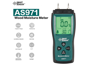 SMART SENSOR AS971 Wood Moisture Meter Humidity Tester Timber Damp Detector Digital LCD Display Detector Range 2%-70% SMART SENSOR AS971 Wood Moisture Meter Humidity Tester Timber Damp Detector Digital LCD Display Detector Range 2%-70%