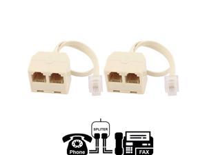 RJ11 6P4C Male to 2 Female Converter Cable for Telephone Wall Adaptor and Separator For Landline Telephones or Fax Machine Two Way Telephone Splitter Y Adapter Extender Long Cable 