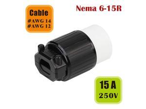 Tekit NEMA 6-15R Female Cord Connector,Industrial Grade 15A 250V Straight Blade Cord Adapter, 60Hz, 2-Pole, 3-Wire, Industrial Grade Straight Blade Cord Connector, NEMA 6-15R, UL Listed (6-15R) Tekit NEMA 6-15R Female Cord Connector,Industrial Grade 15A 250V Straight Blade Cord Adapter, 60Hz, 2-Pole, 3-Wire, Industrial Grade Straight Blade Cord Connector, NEMA 6-15R, UL Listed (6-15R)
