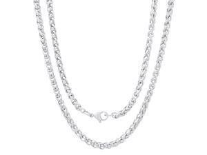 18-Inch Rhodium Plated Necklace with 4mm Rose Birthstone Beads and Sterling Silver Saint Regis Charm.