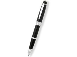 Cross Bailey Black Lacquer Ballpoint Pen with Chrome Accents and 2 Pen Refills 