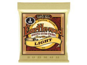 Ernie Ball 3004 Earthwood 80/20 Bronze Light Acoustic Guitar Strings 3-Pack
