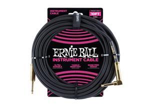 Ernie Ball 10' Braided Straight / Angle Instrument Cable, Gold Connectors