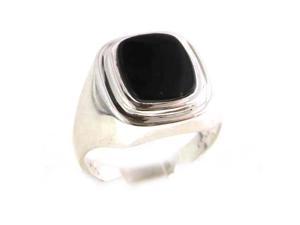 Gents Solid 925 Sterling Silver Natural Onyx Mens Signet Ring, Made in England - Size 6.75 - Finger Sizes 6 to 13 Available