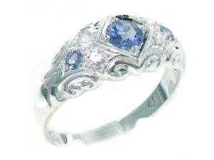 Solid 925 Sterling Silver Womens Tanzanite & Cubic Zirconia CZ Vintage Wedding Band Ring - Size 7.5 - Finger Sizes 4 to 12 Available Solid 925 Sterling Silver Womens Tanzanite & Cubic Zirconia CZ Vintage Wedding Band Ring - Size 7.5 - Finger Sizes 4 to 12 Available
