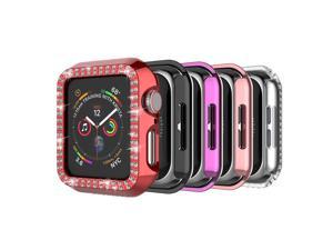 Apple Watch Series 3 2 1 Bling Case [42mm], Tekcoo Double Row Crystal Diamond Apple Watch Protector Case Anti-Scratch Bumper PC Frame Around Protective Cover for iWatch Series 3 Series 2 Series 1